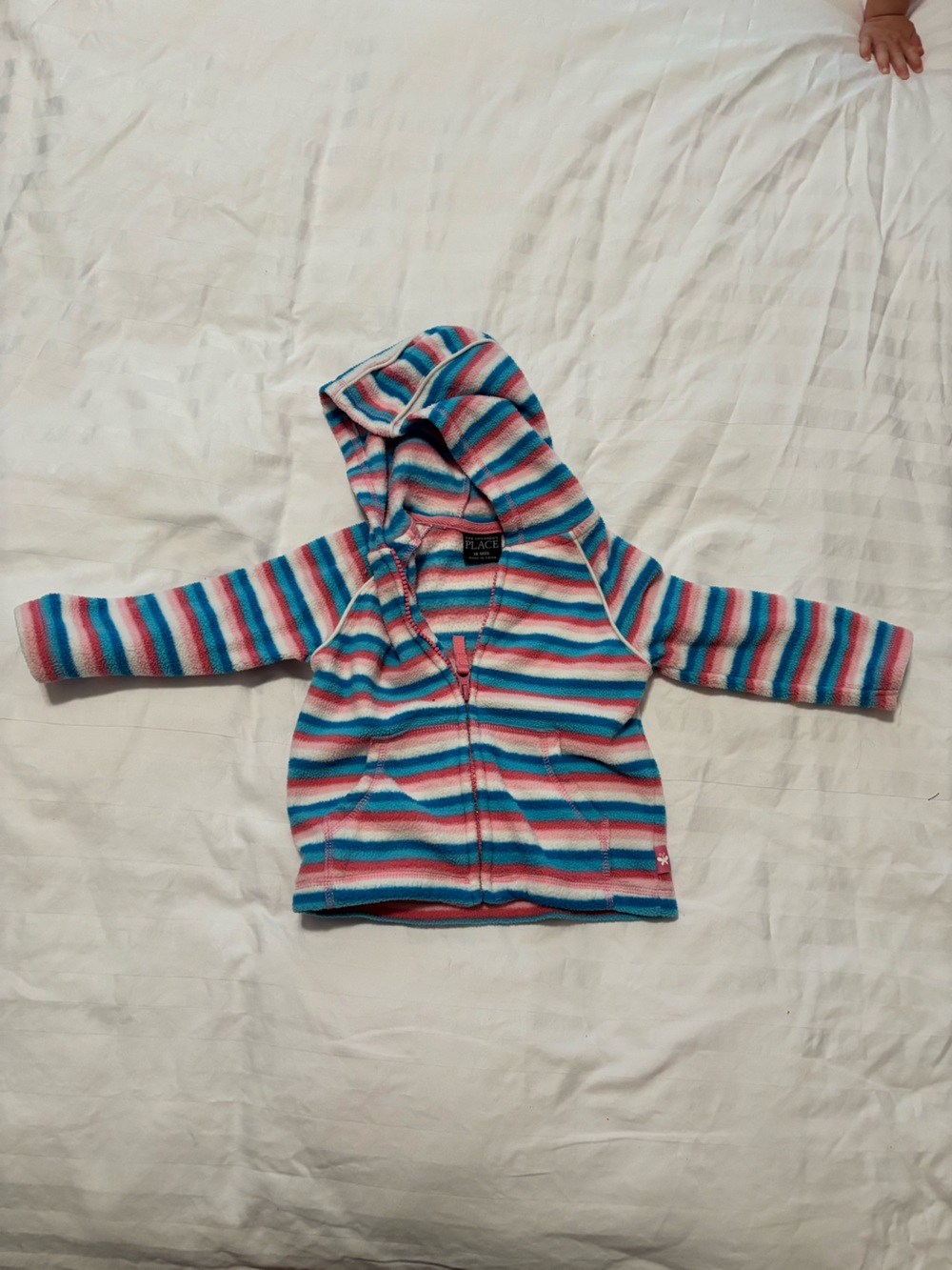The Children's Place Striped Fleece Hoodie - Pink, Blue, White